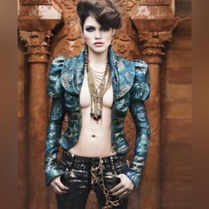 *Rare* Near Vintage Bebe NWT Fall 2009 Blue Ruched Princess Jacket Sz 8